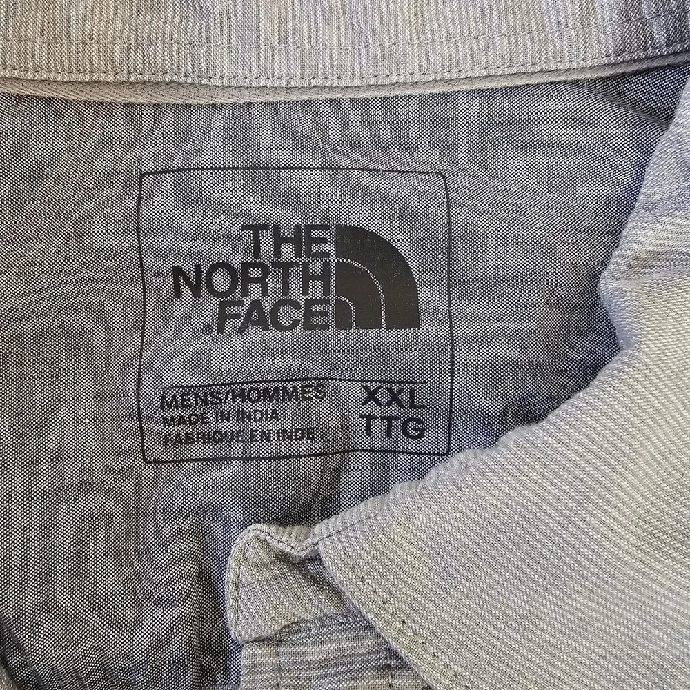 The North Face Shirt Mens 2XL XXL Gray‎ Stripe Button Up Short Sleeve Pocket EUC